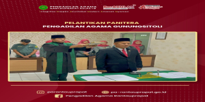 Pelantikan dan Pengambilan Sumpah Jabatan Panmud Permohonan sebagai Panitera PA Gunungsitoli Secara Daring