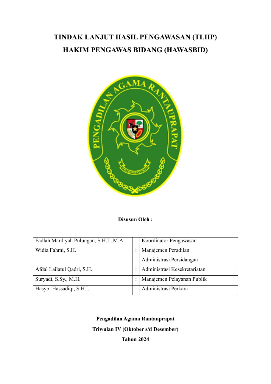 Cover Laporan Pengawasan Internal Triwulan IV Tahun 2024