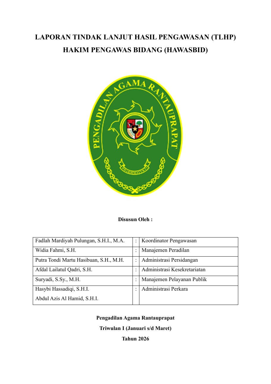 Cover Laporan Pengawasan Internal Triwulan I Tahun 2026
